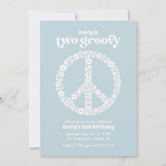 Invitation Deux Daisy les années 70 Super fête d'anniversaire (Devant)