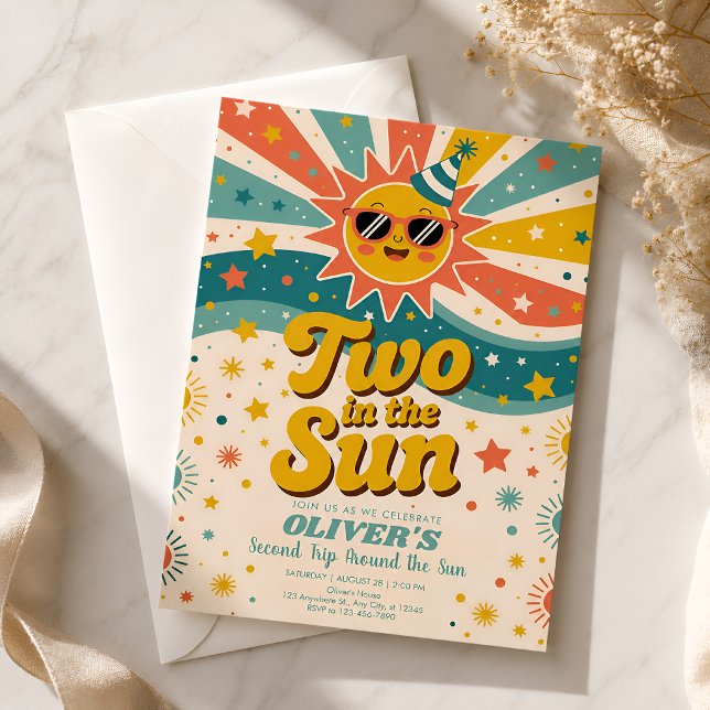 Invitation Deux dans le soleil Deuxième anniversaire Sunshine (Créateur téléchargé)