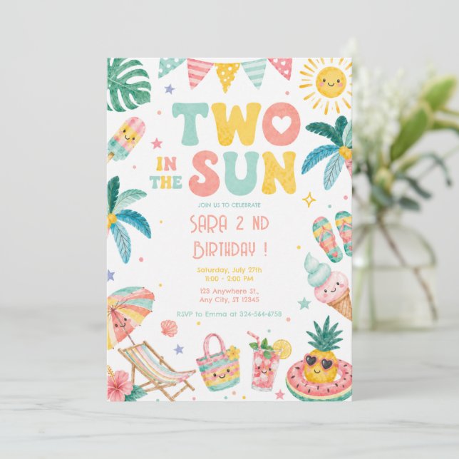 Invitation Deux dans le Soleil Tropical 2e Anniversaire (Debout devant)