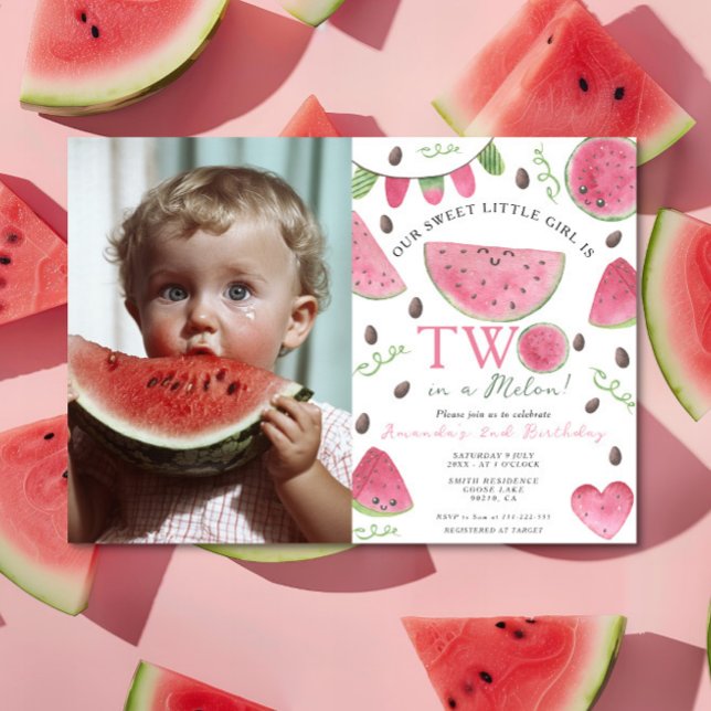 Invitation Deux dans un melon Mignon Fille au melon d'eau 2èm (Créateur téléchargé)