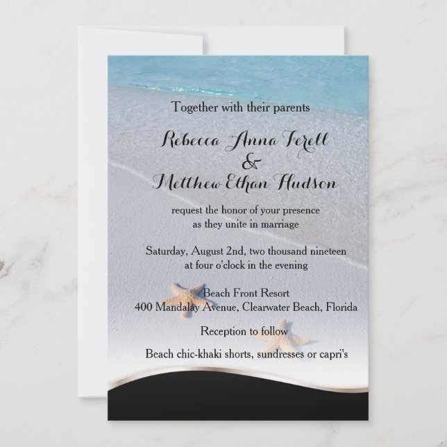 Invitation Deux de nous / Ocean Love Starfish Beach Invitatio (Devant)
