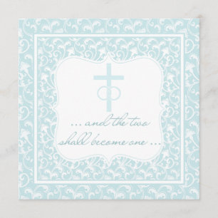 Invitation Deux Deviendront Un Mariage Chrétien Aqua Blue