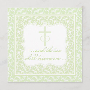Invitation Deux Deviendront Un Mariage Chrétien Vert