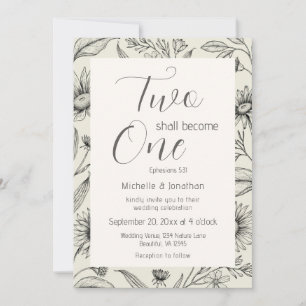 Invitation Deux Deviendront Un Simple Mariage Floral Vintage