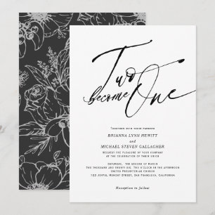 Invitation Deux deviennent une Calligraphie moderne noir et b