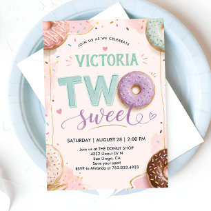 Invitation Deux Douces Décorations de Gâteau pour 2ème Annive