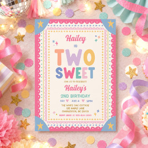 Invitation Deux Douces Fille Capricieuse Fête d'anniversaire