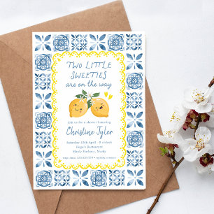 Invitation Deux douceurs Baby Shower Citron, Jumeaux Baby Sho
