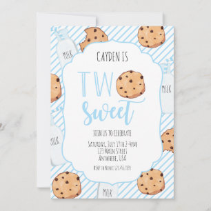 Invitation Deux douceurs de lait et de biscuits bleu garçon 2