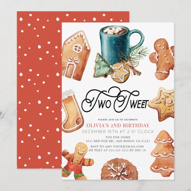 Invitation Deux Douceurs pour Noël Cookies & Cocoa 2ème Anniv (Devant / Derrière)