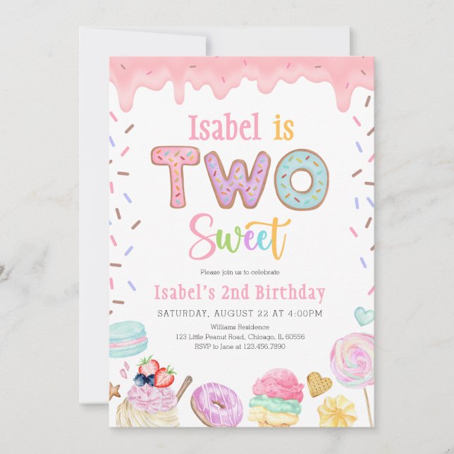 Invitation Deux doux 2e anniversaire (Devant)