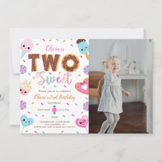 Invitation Deux doux anniversaire, 2e anniversaire Photo Girl