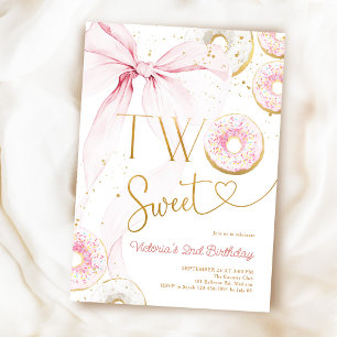Invitation Deux doux gâteaux d'anniversaire rose pour 2 ans