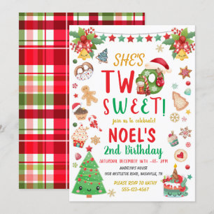 Invitation Deux doux Noël Deuxième anniversaire