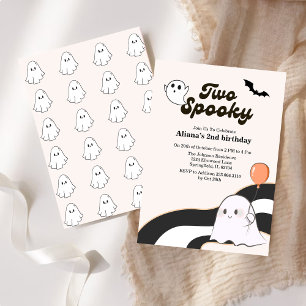 Invitation Deux éffrayant Boo Retro Ghost 2e anniversaire