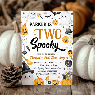 Invitation Deux Éffrayant Halloween Ghost 2e fête d'anniversa