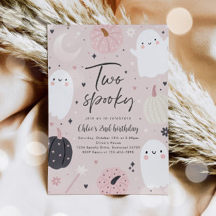 Invitation Deux Éffrayants Boho Halloween Ghost 2e fête d'ann