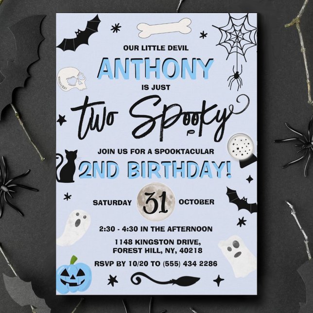 Invitation Deux Éffrayants ! Boys Halloween 2e anniversaire (Créateur téléchargé)