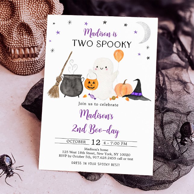 Invitation Deux Éffrayants Citrouille fantôme Halloween 2e an (Créateur téléchargé)
