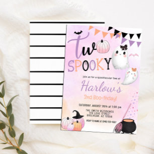 Invitation Deux Éffrayants Ghost Pastel Pink Halloween Annive
