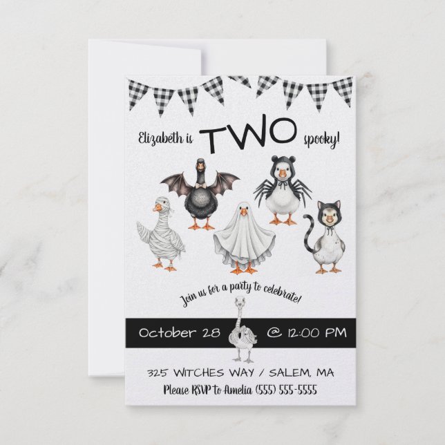Invitation DEUX ÉFFRAYANTS ! Halloween Goose Deuxième fête d' (Devant)