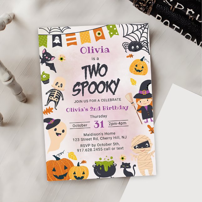 Invitation Deux Éffrayants Halloween mignonne Fête d'Annivers (Créateur téléchargé)