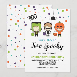 Invitation Deux enfants d'anniversaire d'Halloween effrayants