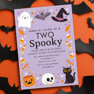 Invitation Deux enfants d'Halloween Éffrayant 2e anniversaire