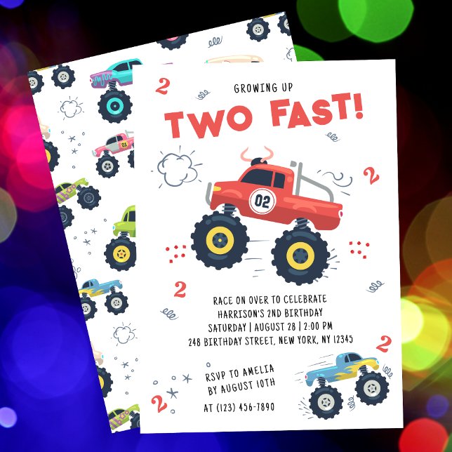 Invitation Deux enfants rapides pour un 2ème anniversaire Cam (Créateur téléchargé)