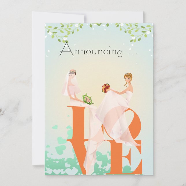 Invitation Deux épouses AMOUR Mariage Annouement (Devant)