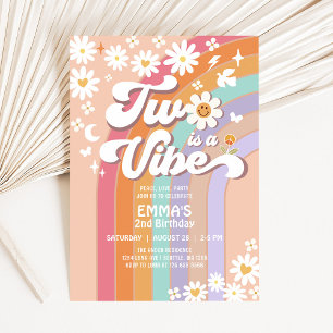 Invitation Deux est une ambiance 2e anniversaire groovy rainb