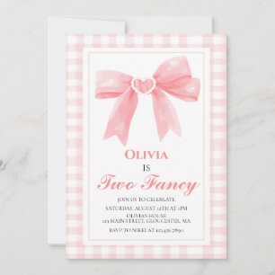 Invitation Deux Fancy Pink Bow précoce Coquette 2e anniversai