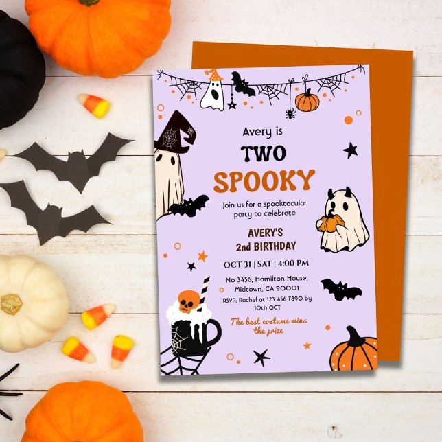 Invitation Deux Fantômes de Joyeux Anniversaire d'Halloween D (Créateur téléchargé)