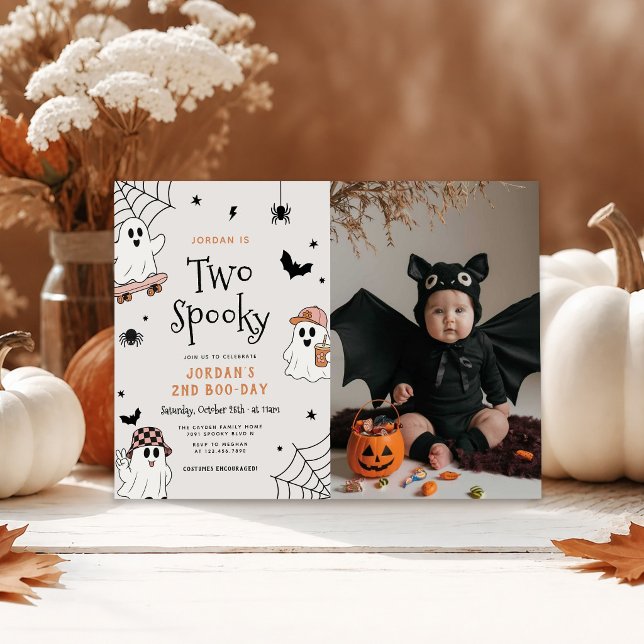 Invitation Deux fantômes d'Halloween effrayants pour une phot (Créateur téléchargé)