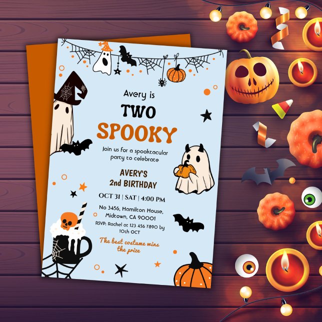 Invitation Deux Fantômes Drôles d'Anniversaire Halloween (Créateur téléchargé)