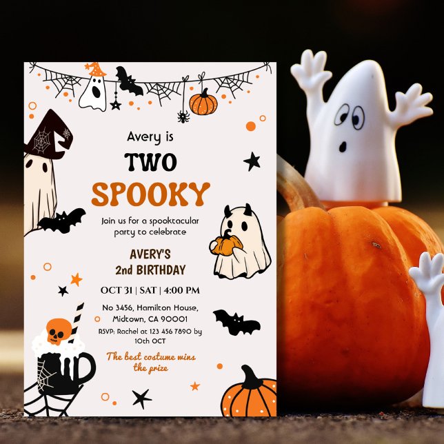 Invitation Deux Fantômes Drôles d'Anniversaire Halloween Mign (Créateur téléchargé)