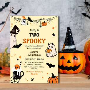 Invitation Deux Fantômes Drôles d'Anniversaire Halloween pour