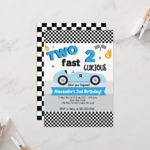 Invitation Deux Fast 2 Curieux Blue Racecar Boy Anniversaire