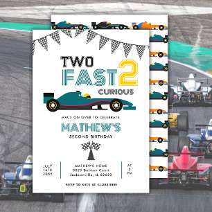 Invitation Deux Fast 2 Curieux Race Car 2e fête d'anniversair