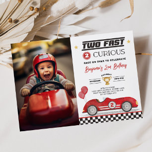 Invitation Deux Fast 2 Curieux Red Vintage Voiture Photo Anni