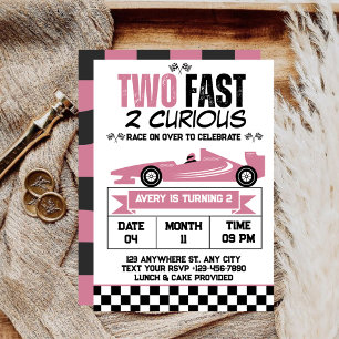 Invitation Deux Fast 2 Curieux Rose Vintage Voiture Fille Ann