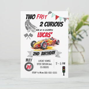 Invitation Deux Fast 2 Curious Red Race Car 2e anniversaire g