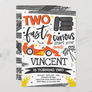 Invitation Deux Fast 2e fête d'anniversaire Orange Race Car P