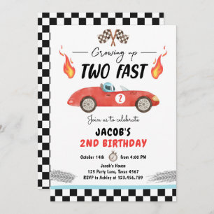Invitation Deux Fast Birday Party Race Car 2e Anniversaire In
