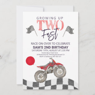 Invitation Deux Fast Birthday Dirt vélo thème Invitation.
