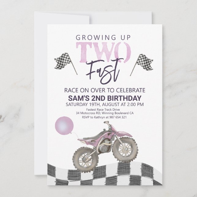 Invitation Deux Fast Birthday Dirt vélo thème Invitation. Inv (Devant)