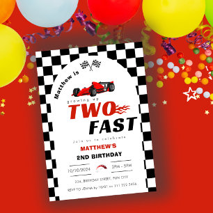 Invitation Deux Fast Boy 2e voiture Red Racing Anniversaire