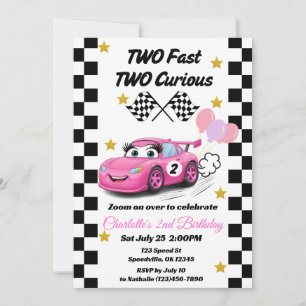 Invitation Deux Fast Deux Curieux Pink Race Car 2e Anniversai
