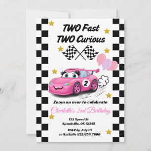 Invitation Deux Fast Deux Curieux Pink Race Car 2e Anniversai