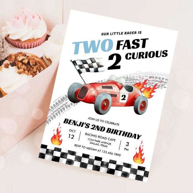 Invitation Deux Fast Race Car 2nd Birthday Racing (Créateur téléchargé)